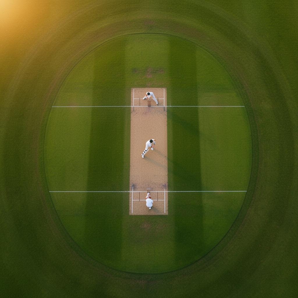 Aerial view of cricket pitch